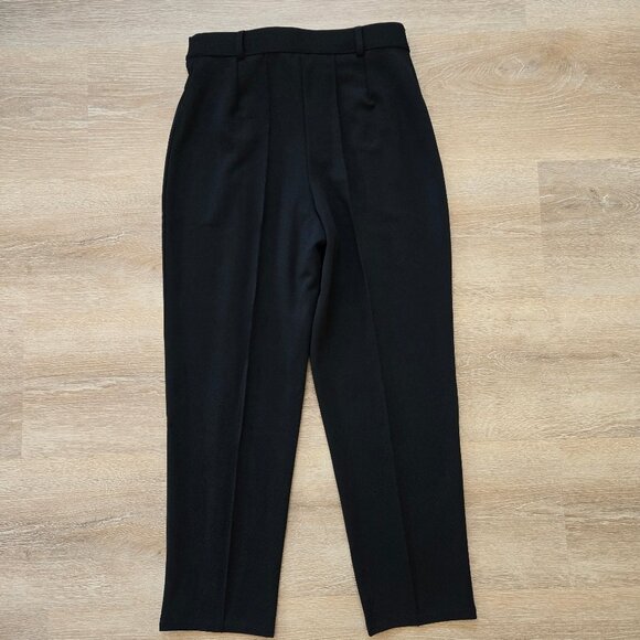 H&M Black Creased Tapered Suit Pants Small Crêpe Jersey High Waist New With Tags - Picture 8 of 16